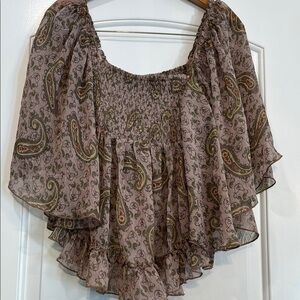 Cecico Multicolor Paisley Sheer Off The Shoulder Top Size Medium